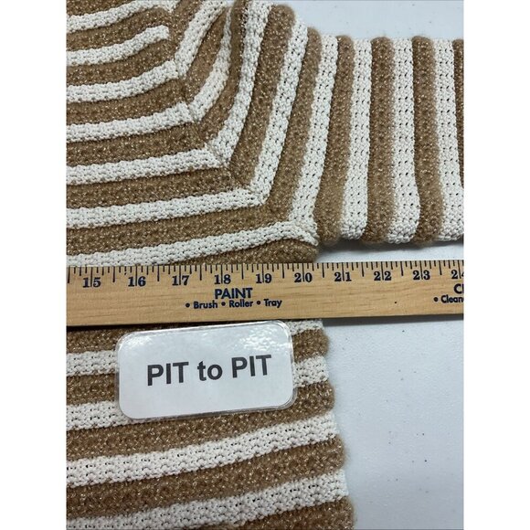 TALBOTS Sweater Blazer Jacket XL‎ Knit striped khaki Ivory Cardigan Old Money - Picture 10 of 12
